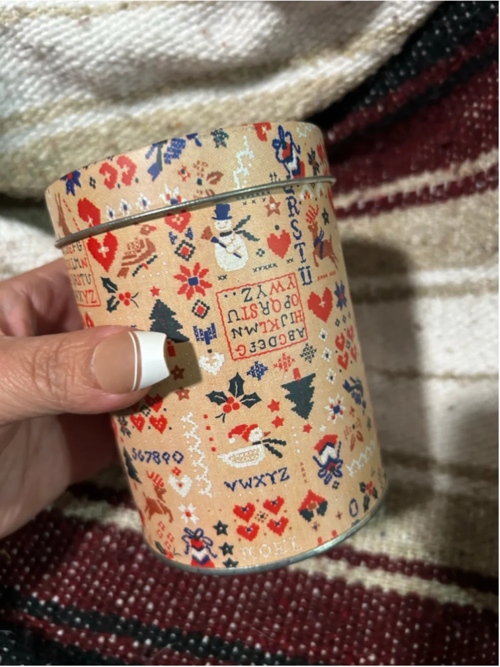 Unbranded Christmas Holiday Food Storage Tin Canister One Size Beige Red